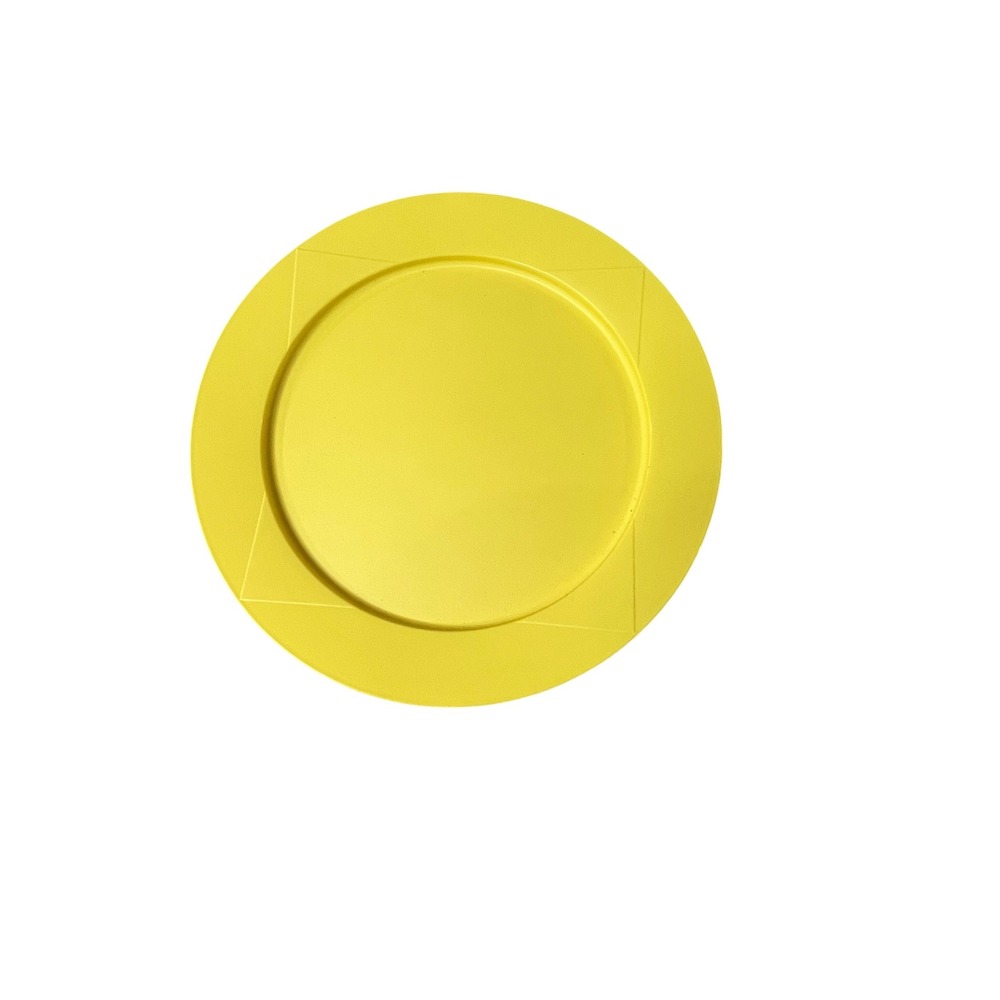 Tupperware Plastic Plates Yellow Set of 4 Geometric Rim - 9.5"